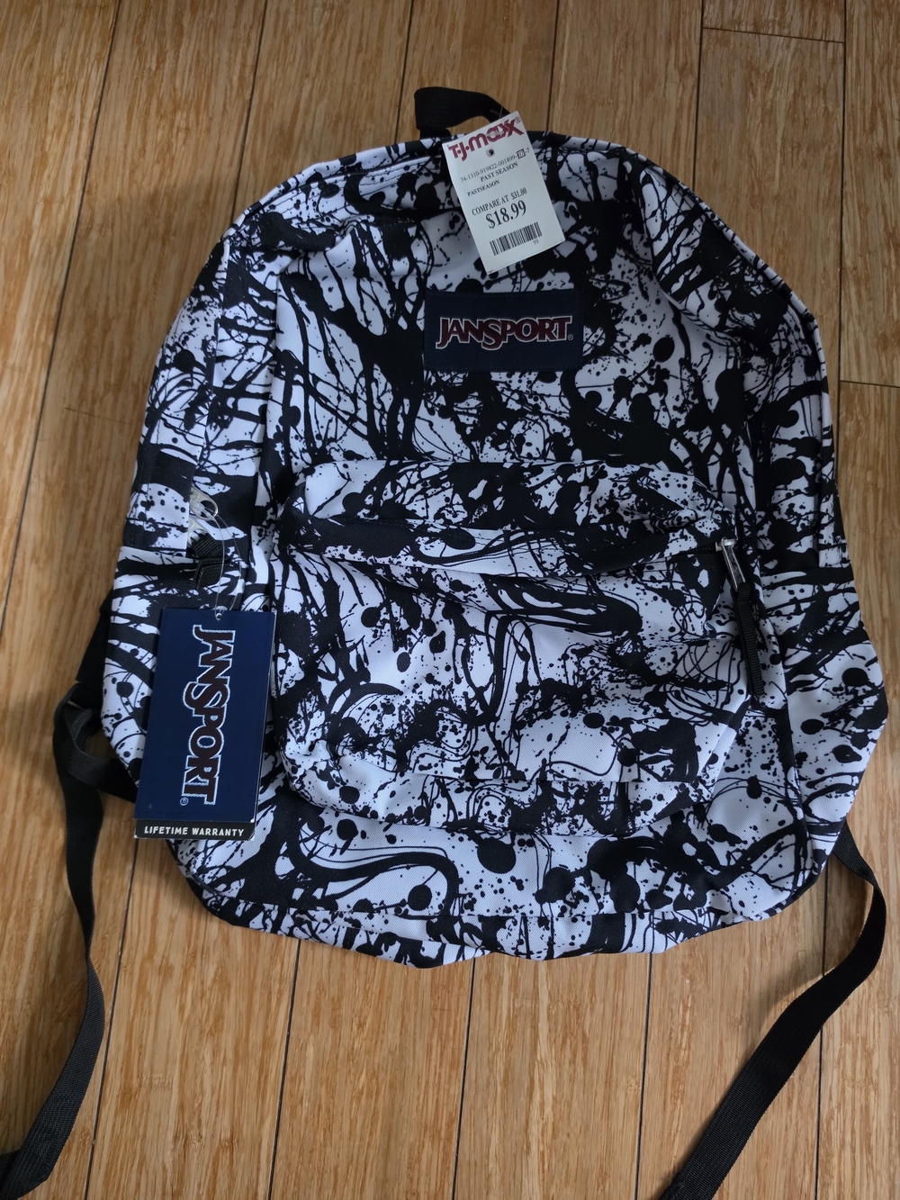 Jansport Black and White Splatter Graphic Backpack
